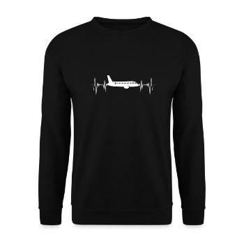 Airplane Heartbeat Pilot Gift Cool - Unisex Sweatshirt - black - Front - Alina (178cm) & Michal (187cm)