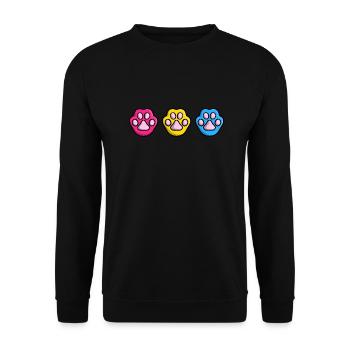 Cute Cat Paw Pansexual Pan Flag Flag LGBTQ - Unisex Sweatshirt - black - Front - Alina (178cm) & Michal (187cm)