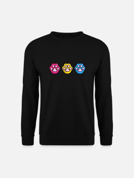 Süße Katze Pfote Pansexuell Pan Flagge Fahne LGBTQ - Unisex Pullover - Schwarz
