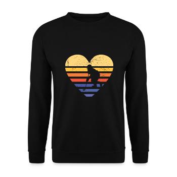 Sport Retro Sunset Heart Ice Hockey - Unisex Pullover - Schwarz - Vorne - Alina (178cm) & Michal (187cm)
