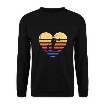Sport Retro Sunset Heart Cricket - Unisex Sweatshirt - black - Front - Alina (178cm) & Michal (187cm)