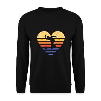 Sport Retro Sunset Heart Bowling - Sweat-shirt Unisexe - noir - Devant - Alina (178cm) & Michal (187cm)