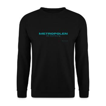 Metropolen ab Hamburg - feiere Deine Reise! - Unisex Pullover - Schwarz - Vorne - Alina (178cm) & Michal (187cm)