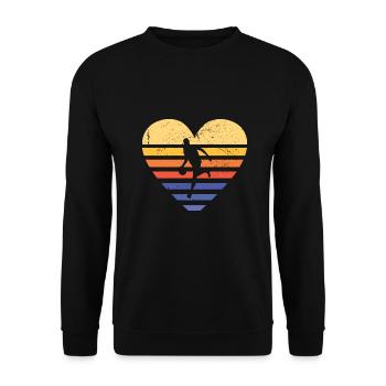 Sports Retro Sunset Heart Basketball - Unisex Sweatshirt - black - Front - Alina (178cm) & Michal (187cm)