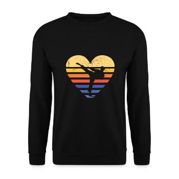 Sport Retro Sunset Heart Taekwondo - Unisex Sweatshirt - black - Front - Alina (178cm) & Michal (187cm)