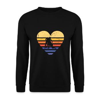Sport Retro Sunset Heart Wrestling - Unisex Pullover - Schwarz - Vorne - Alina (178cm) & Michal (187cm)