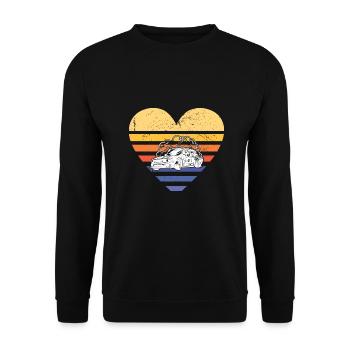 Sport Retro Sunset Heart Drifting - Unisex Pullover - Schwarz - Vorne - Alina (178cm) & Michal (187cm)