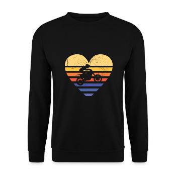 Sport Retro Sunset Heart Motocross - Sweat-shirt Unisexe - noir - Devant - Alina (178cm) & Michal (187cm)