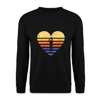 Sport Retro Sunset Heart Korfball - Unisex Sweatshirt - black - Front - Alina (178cm) & Michal (187cm)