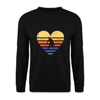 Sport Retro Sunset Heart Floorball - Unisex Sweatshirt - black - Front - Alina (178cm) & Michal (187cm)