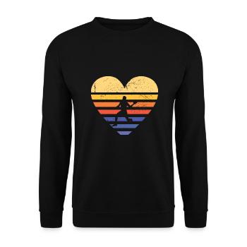 Sport Retro Sunset Heart Dodgeball - Sweat-shirt Unisexe - noir - Devant - Alina (178cm) & Michal (187cm)