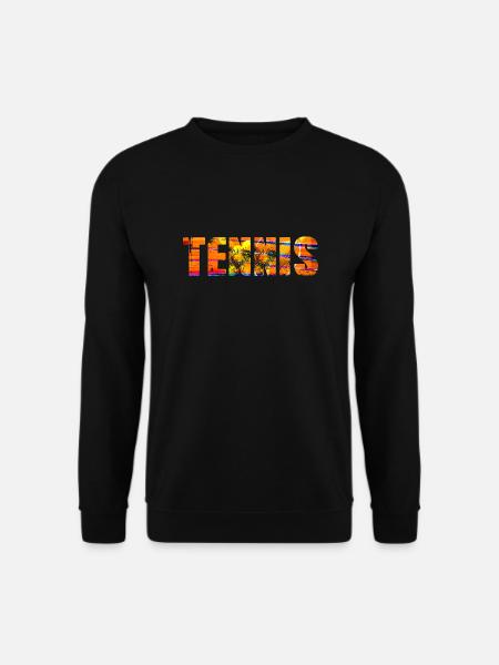 tennis,aufschlag, aquarell, tennisspieler,blau - Unisex Pullover - Schwarz