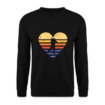 Sport Retro Sunset Heart Paintball - Sweat-shirt Unisexe - noir - Devant - Alina (178cm) & Michal (187cm)