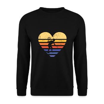 Sport Retro Sunset Heart Racquetball - Sweat-shirt Unisexe - noir - Devant - Alina (178cm) & Michal (187cm)