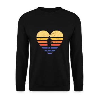 Sport Retro Sunset Heart Jorkyball - Unisex Sweatshirt - black - Front - Alina (178cm) & Michal (187cm)