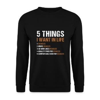 5 choses que je veux dans la vie Beagle - Sweat-shirt Unisexe - noir - Devant - Alina (178cm) & Michal (187cm)