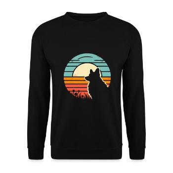 Corgi Vintage Sunset - Unisex Pullover - Schwarz - Vorne - Alina (178cm) & Michal (187cm)