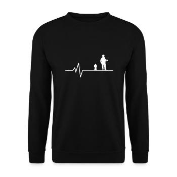 Feuerwehr Herzschlag Geschenkidee - Unisex Pullover - Schwarz - Vorne - Alina (178cm) & Michal (187cm)