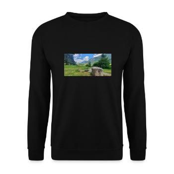 Berglandschaften - Unisex Pullover - Schwarz - Vorne - Alina (178cm) & Michal (187cm)