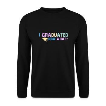 Graduated - Now What Funny Graduation Day tshirt a - Unisex Sweatshirt - black - Front - Alina (178cm) & Michal (187cm)