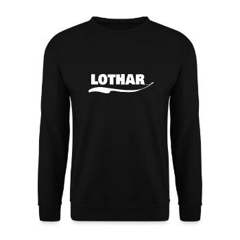 lothar als Vorname - Unisex Pullover - Schwarz - Vorne - Alina (178cm) & Michal (187cm)