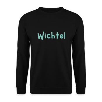 Wichtel blau - Unisex Pullover - Schwarz - Vorne - Alina (178cm) & Michal (187cm)