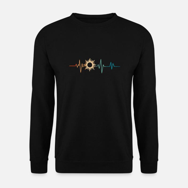 Retro Heartbeat Sun - Unisex Pullover - Schwarz