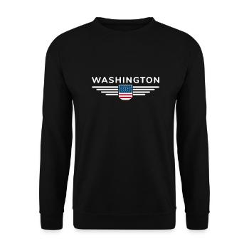 Washington USA Outfit Design T-Shirt - Unisex Pullover - Schwarz - Vorne - Alina (178cm) & Michal (187cm)