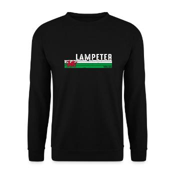 Lampeter Wales Vintage Design für Liebhaber des Kulturerbes - Unisex Pullover - Schwarz - Vorne - Alina (178cm) & Michal (187cm)