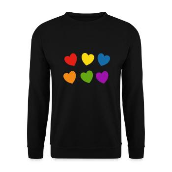Rainbow hearts Pride - Unisex Sweatshirt - black - Front - Alina (178cm) & Michal (187cm)
