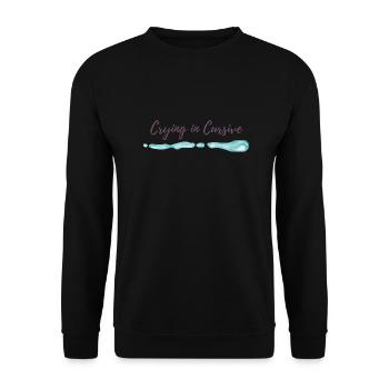 Weinen im kursiven Hemd – Soft Girl Sad Ästhetik - Unisex Pullover - Schwarz - Vorne - Alina (178cm) & Michal (187cm)