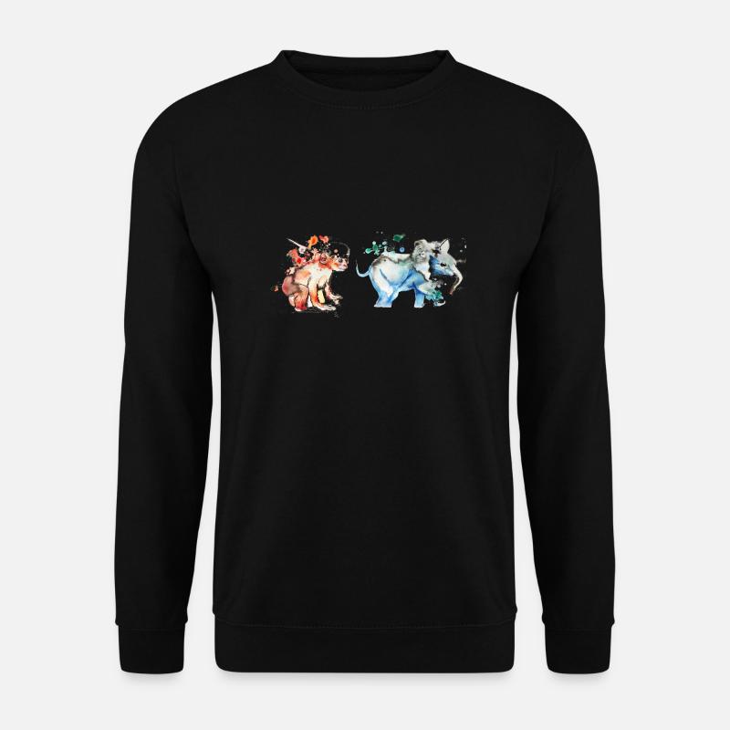 Monkey and elephant - Unisex Sweatshirt - black