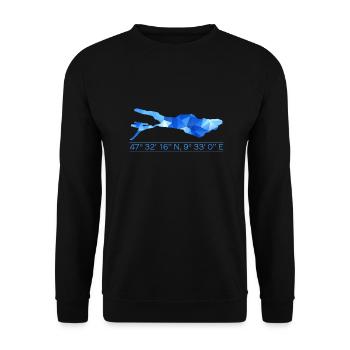 Lake Constance coordinates | Polygon - Unisex Sweatshirt - black - Front - Alina (178cm) & Michal (187cm)