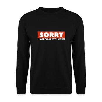 Katzenmensch/ Katze / Lustiger Katzenspruch - Unisex Pullover - Schwarz - Vorne - Alina (178cm) & Michal (187cm)