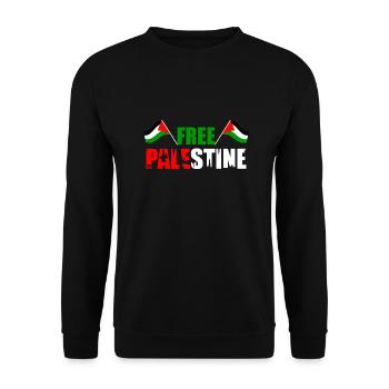 Free Palestine Support & Gaza Freedom Vintage - Unisex Sweatshirt - black - Front - Alina (178cm) & Michal (187cm)