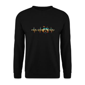 Evolution zum Drummer, ich mag Noten und Musik - Unisex Pullover - Schwarz - Vorne - Alina (178cm) & Michal (187cm)