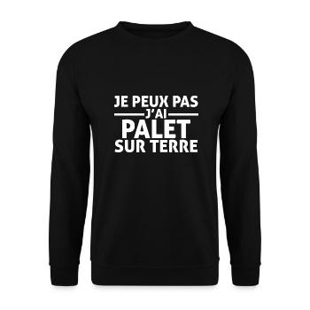 je peux pas j'ai Palet sur terre - Sweat-shirt Unisexe - noir - Devant - Alina (178cm) & Michal (187cm)