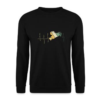 Sachsen Liebe Heimat Wandern Pulsschlag - Unisex Pullover - Schwarz - Vorne - Alina (178cm) & Michal (187cm)
