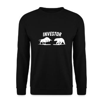 Investor - Bulle vs. Bär - Unisex Pullover - Schwarz - Vorne - Alina (178cm) & Michal (187cm)