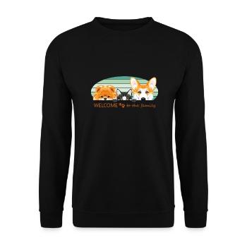 Welcome to the dog and cat family - Unisex Sweatshirt - black - Front - Alina (178cm) & Michal (187cm)