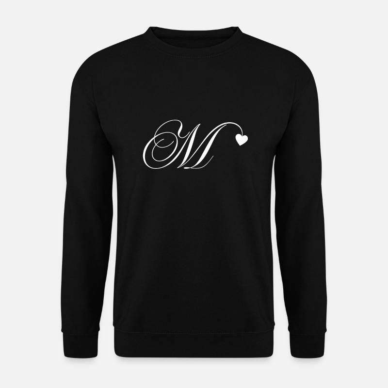 Buchstabe m Kalligraphie Herz - Unisex Pullover - Schwarz