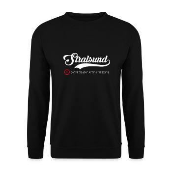Stralsund roter Anker - Unisex Pullover - Schwarz - Vorne - Alina (178cm) & Michal (187cm)
