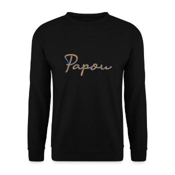 PAPOU. PAPA. FÊTE DES PÈRES. BONNE FÊTE PAPA - Sweat-shirt Unisexe - noir - Devant - Alina (178cm) & Michal (187cm)