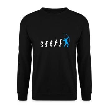 Bogenschießen Evolution Bogenschütze - Unisex Pullover - Schwarz - Vorne - Alina (178cm) & Michal (187cm)
