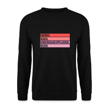 Mama Mutter Pfleger Pflegekraft Kinderkrankenpfleg - Unisex Pullover - Schwarz - Vorne - Alina (178cm) & Michal (187cm)