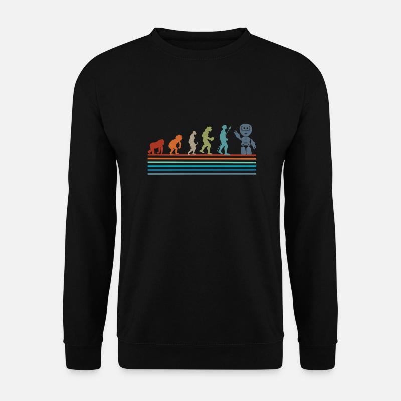 Retro Vintage Roboter Evolution - Unisex Pullover - Schwarz