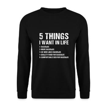 Dog 5 Things I Want In Life Basenji - Unisex Sweatshirt - black - Front - Alina (178cm) & Michal (187cm)