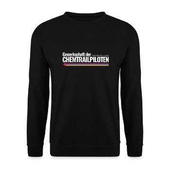 Mimikama Crew Gewerkschaft der Chemtrailpiloten - Unisex Pullover - Schwarz - Vorne - Alina (178cm) & Michal (187cm)