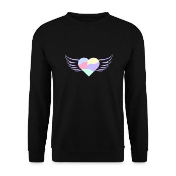 Pastellfarbenes Herz mit Flügeln - ApriNoeScor - Unisex Pullover - Schwarz - Vorne - Alina (178cm) & Michal (187cm)