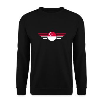 Ich liebe Singapur, Eleganz Stil Design T-Shirt - Unisex Pullover - Schwarz - Vorne - Alina (178cm) & Michal (187cm)